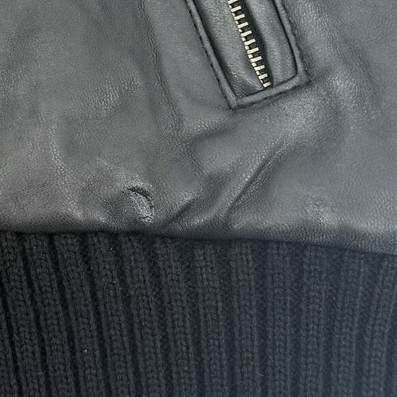 VTG Baby Phat Jacket Womens Large Black Leather Hood Fleece Lined Coat Y2K READ - Picture 14 of 16